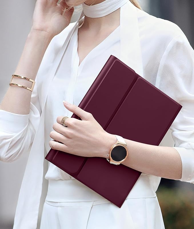 for iPad 10th Generation Case with Keyboard 10.9 Inch 2022/iPad (A16) 11th Gen 11 Inch 2025 - Magnetic Detachable Keyboard, Stain Proof Cover, Smart Folio Case with Pencil Holder - Burgundy