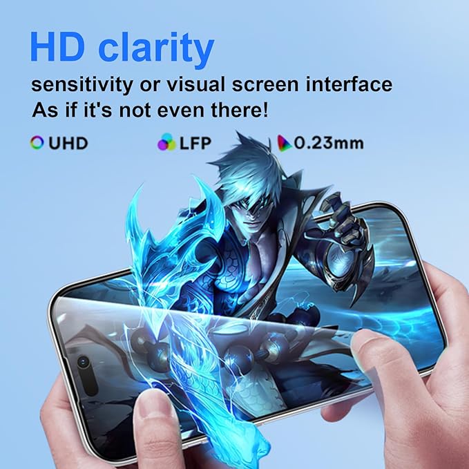 OneFish Full Edge Coverage Tempered Glass Screen Protector for IPhone 15/IPhone 14 Pro 6.1 inch, 2 Pack Edge Reinforcement, Self-Aligning Installation, Case Friendly HD Screen Protectors
