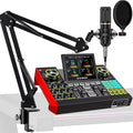 Podcast Equipment Bundle with 3.5mm Condenser Microphone for Pc/Phone Live Streaming Singing Gaming, Podcast Microphone Bundle with Live Sound Card Audio Mixer,Voice Changer, Denoise,DJ Sets