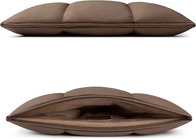 Comfyable Puffy Laptop Sleeve 15 Inch 16 Inch, Quilted Puffer Laptop Carrying Case, Pillow Pouch Compatible for MacBook Air 15 in M4 2025 & MacBook Pro 16 in M4 2024, Mocha Brown