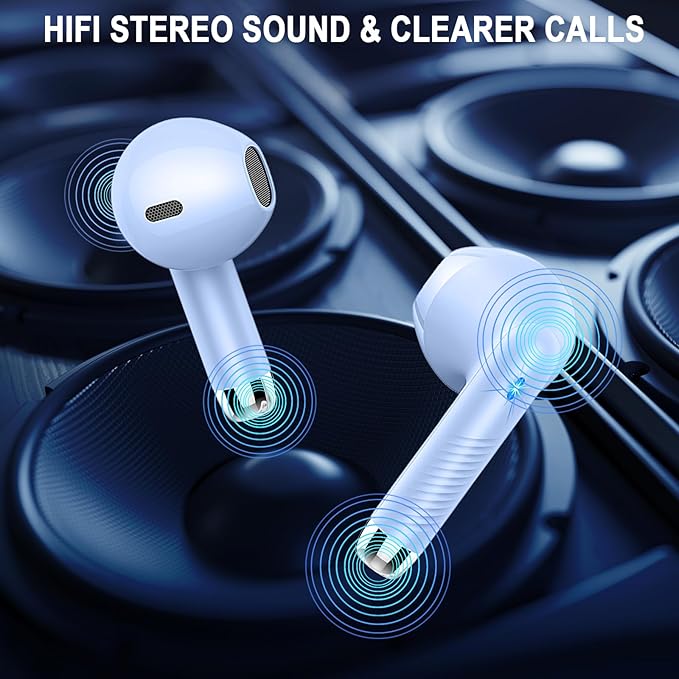 Jxrev Wireless Earbuds Bluetooth 5.4 Headphones Noise Cancelling, Bluetooth Earbuds with Dynamic Drivers Stereo, Earphones Wireless, 40H Playtime and LED Power Display, in Ear Buds for Android iOS