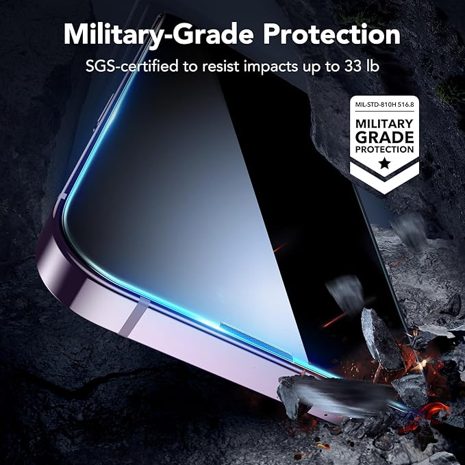ESR 3 Pack for iPhone 14 Pro Privacy Screen Protector, Anti-spy Tempered-Glass Privacy Screen Protector, Micro-curved Edges, Case Friendly