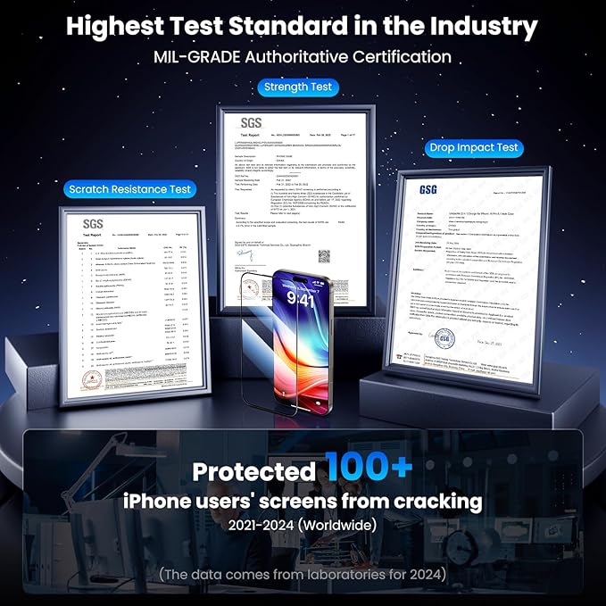 Uyiton UnBreak-Glass for iPhone 15 Pro Max Screen Protector, [Ultrasonic Fingerprint Support][Auto-Alignment Frame] Scratch-Resistant Bubble-Free 15 Pro Max Screen Protector(6.7''), 2 Pack