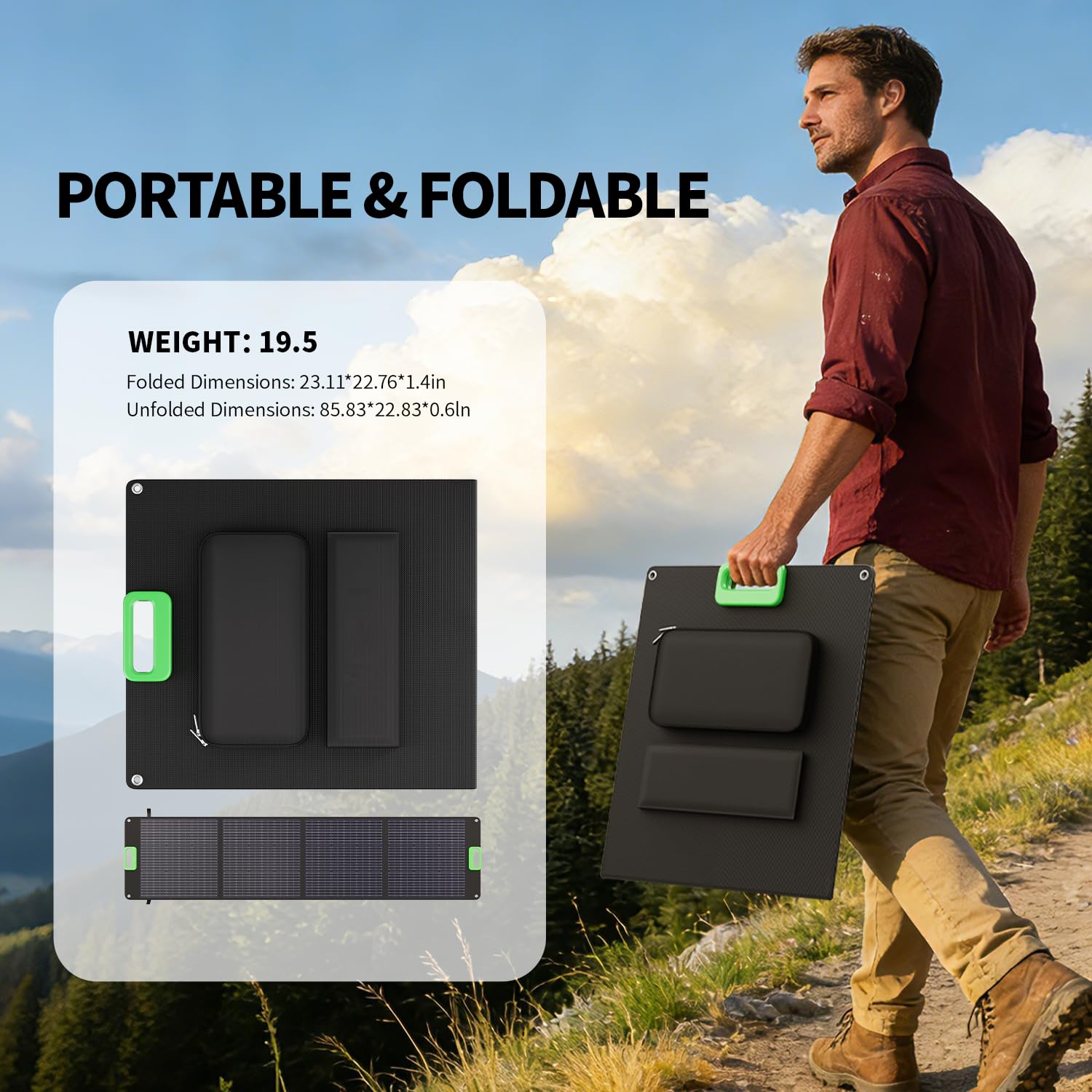 200W Portable Solar Panel for Power Station, Solar Charger w/ 4 Kickstands