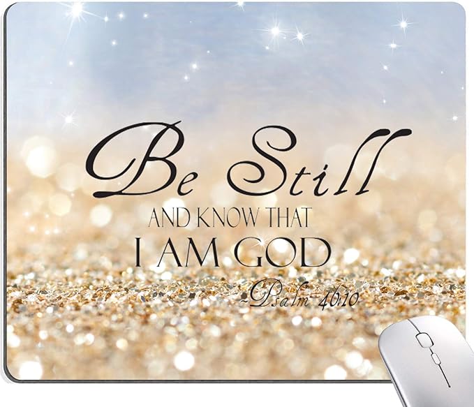 Christian Bible Verses Square Waterproof Mouse Pad Non-Slip Rubber Base MousePads for Office Laptop, 9.5"x7.9"x0.12" Inch(Be Still)