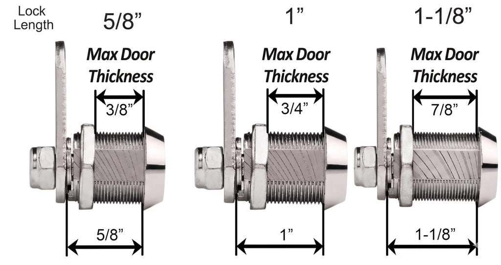 Admiral Locks Tubular Cam Lock, Keyed Alike Removable Key RV Compartment Storage Lock Cabinet Locks (Chrome Pack of 5, 5/8 Inch 90°)