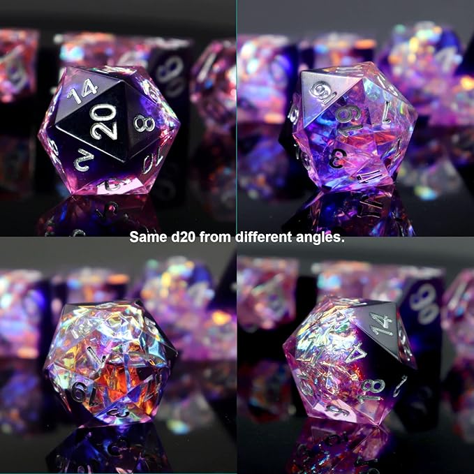 Haxtec DND Dice Set Sharp Edge Resin Dice with Dice Case Purple D&D Polyhedral Dice for TTRPGs Compatible with Dungeons and Dragons DND Gift