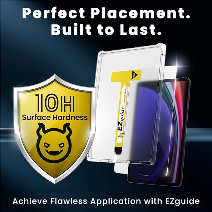 BELLEMOND Tempered Glass Screen Protector for Galaxy Tab S10+ / S9+ / S8+ / S7+ / S9 FE+ / S7 FE (12.4”) | Blue Light Cut | EZ Guide Kit for Flawless Install | 10H | 1 Pack | Designed in Japan