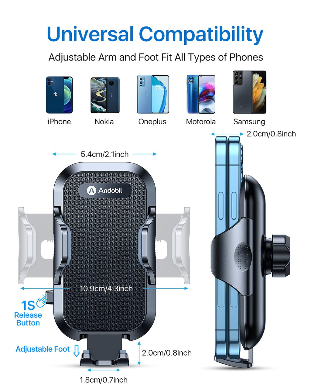 andobil 2026 Upgraded Car Phone Holder Mount for Vent, Military Sturdy Metal Clip Air Vent Phone Holder for Your Car Easy Used Cell Phone Car Mount for iPhone 17 Pro Max 15 14 13 Samsung S26 S25