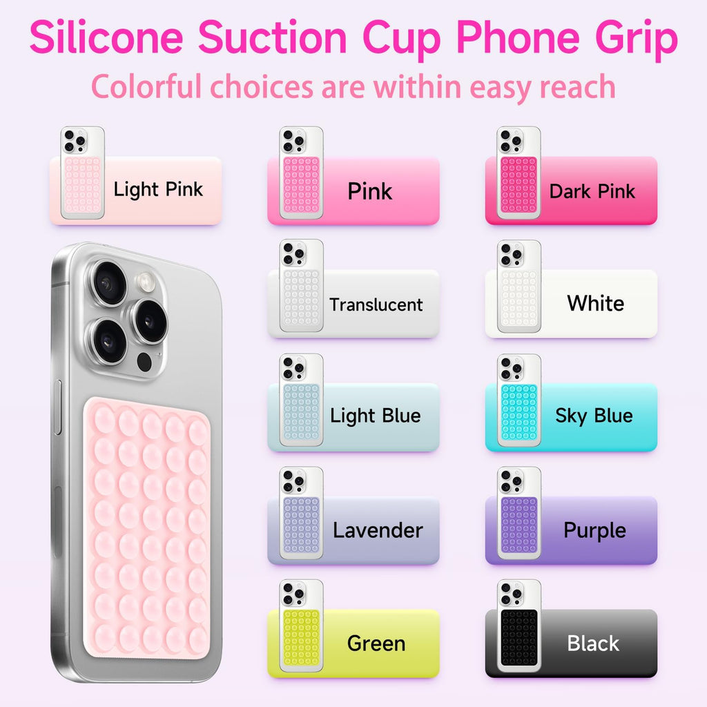 Yojaro Silicone Suction Phone Case Mount, Non Slip Suction Cup Phone Mount, Phone Accessories Holder for Selfies and Videos, Silicon Adhesive Phone Stand Sticky for Cell Phone Pink