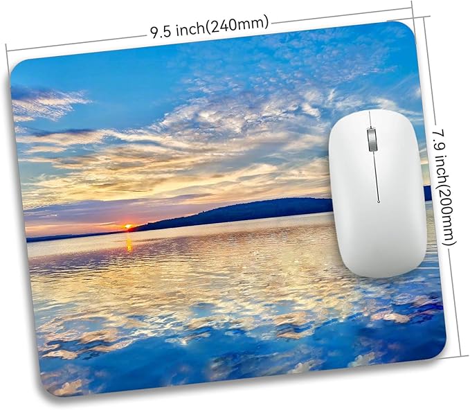 Beautiful Lake and Mountains at Sunset Mouse Pad Mat Rectangle Non-Slip Rubber Base Computer Mousepad