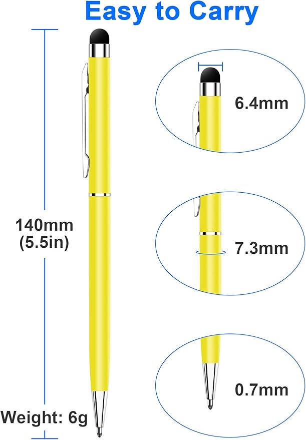 innhom 12 Pack Stylus Pens for Touch Screens Stylus Pen for ipad Compatible with iPad iPhone Tablets Samsung Kindle and Black Ink Ballpoint Pens-2 in 1 Stylists Pens
