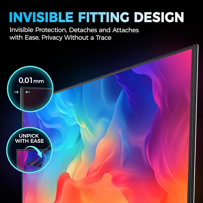2 Pack Hidden Design Magnetic Computer Privacy Screen Filter 27 inch for Frameless Monitor 16:9 Widescreen, Removable Anti Blue Light Privacy Shield, Anti-Glare Protector