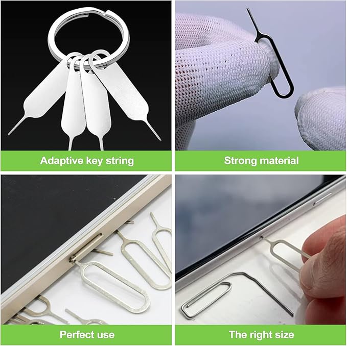 ZukoCert 16 Pieces SIM Card Removal Tool Set, Multi-Functional SIM Ejector Tool, SIM Card Pin, Phone SD Card Removal Tool Key, Universal for Smartphone