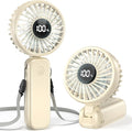 Portable Handheld Fan, 5000mAh Rechargeable Battery, Max 15H Cooling, 4 Speeds, LED Display, Foldable Design, 3-IN-1 Personal Pocket Fan with lanyard for Travel Outdoors Makeup Concert Commute