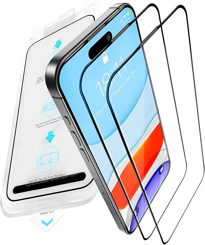 2 Pack Screen Protector for iPhone 16 Pro Max,Durable and Drop-Proof with 9H Hardness,Bubble-and-Dust-Free 16 Pro Max HD High-Aluminum Tempered Glass,Easy Installation Exclusively