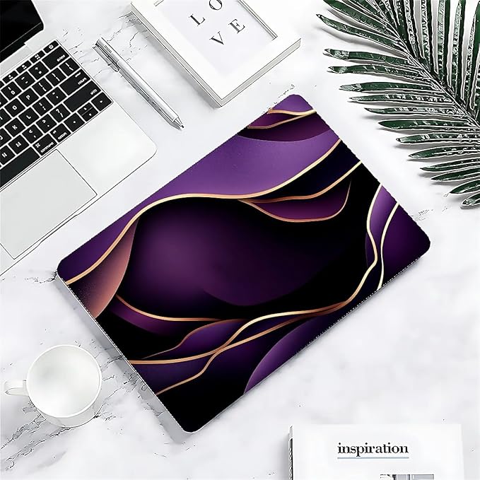 Compatible with MacBook Air 13.3 13.6 Inch Case 2022 2021 2020 2019 Plastic Hard Shell Case Cover,13.3 Air (A1932/A2179/A2337), Purple and Gold Color Line