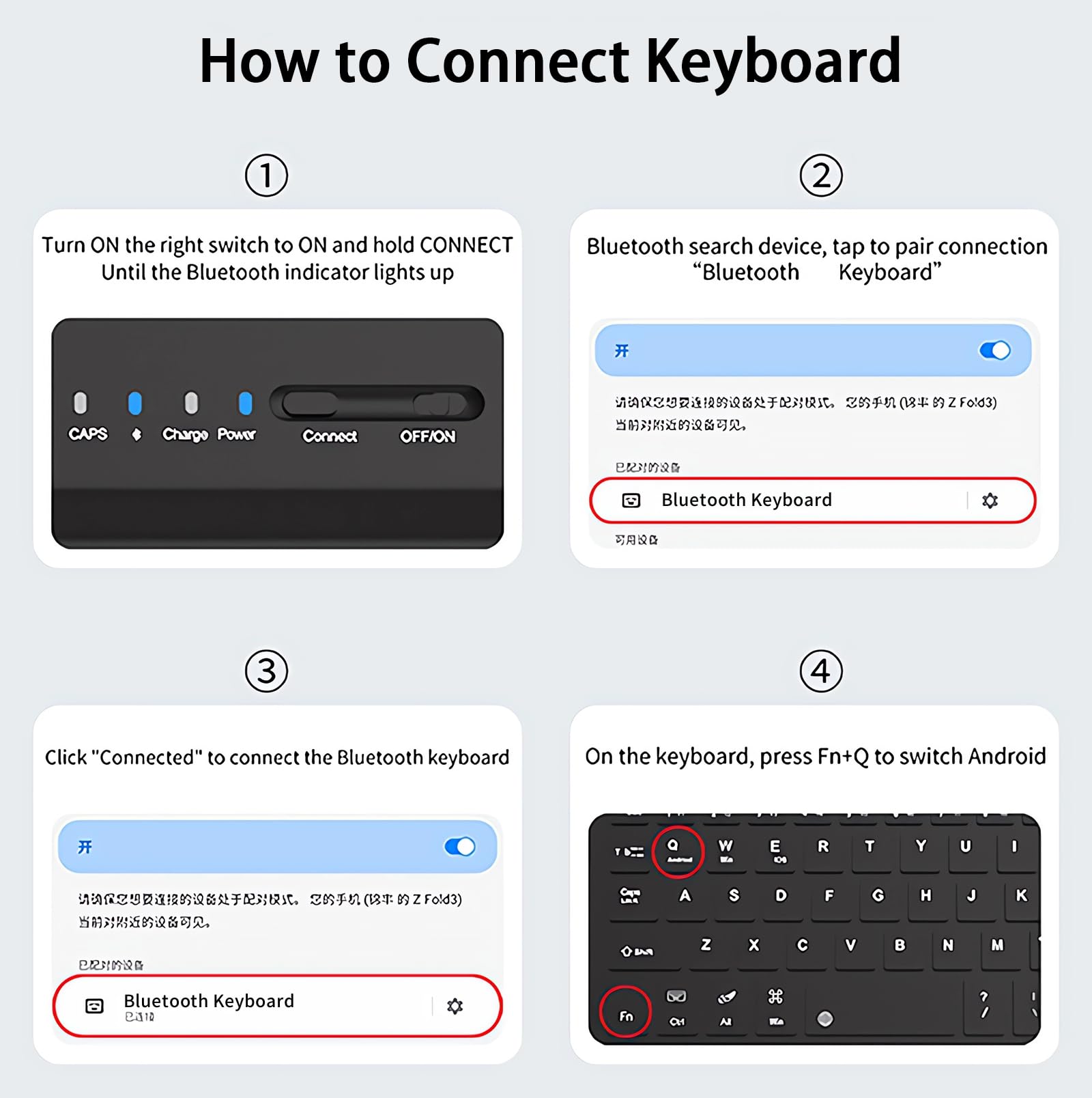 4-in-1 Wireless Keyboard Case for Galaxy Z Fold 8 Ultra/Z Fold8 Wide/7/6/5