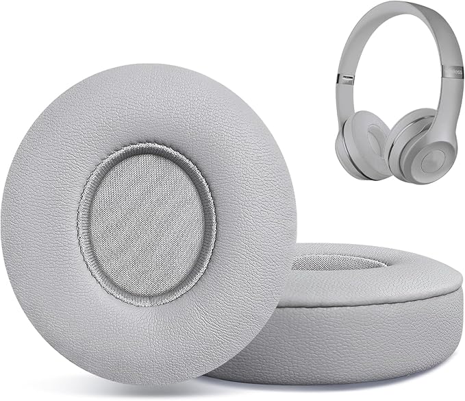 Replacement Ear Pads for Beats Solo 2 & Solo 3 Wireless On-Ear Headphones, Ear Cushions, Headset Earpads, Ear Cups Cover with Soft Protein Leather (Grey)