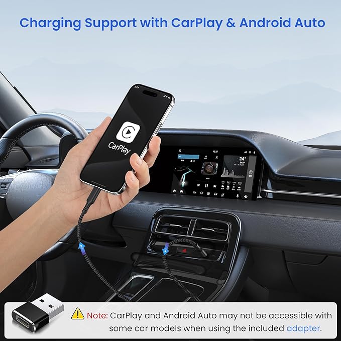 Elebase USB Type C to C 100W Car Charging Cable 6.6FT with A Adapter,Fast PD Charger Cord for iPhone 16 15 Pro Max Plus,Samsung Galaxy S23 S24, Play,MacBook Mac,iPad 9 10,Z Flip Fold 4 5,Ultra,A53 A54