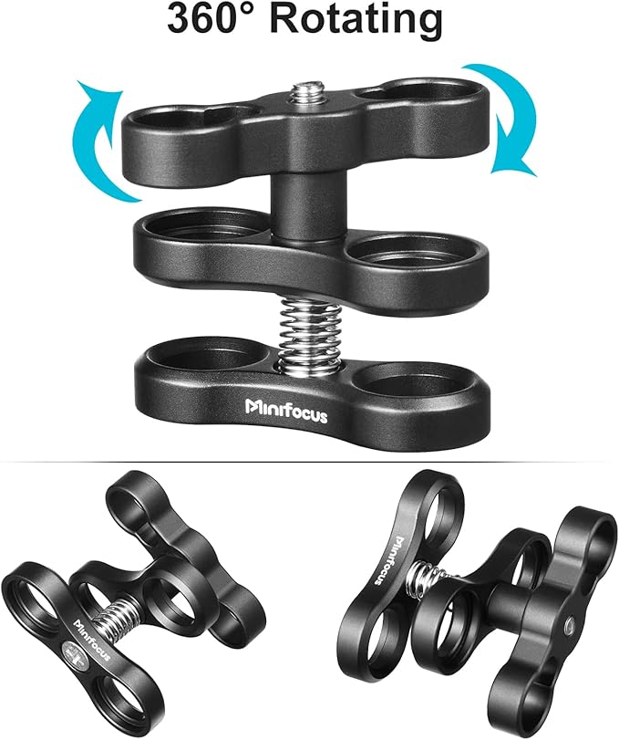 MINIFOCUS 4PCS 1'' Aluminum Ball Clamp Mount for Underwater Diving Light Arms Tray System, Photography Diving Camera, 360° Clip Adapter Bracket for Action Camera Flashlight Arms System