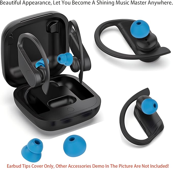 Earbud Tips Ear Tips Replacement Earbud Tips Earbud Replacement Tips Earbuds Replacement Tips Ear Cushions Earbud Caps Compatible with Powerbeats Pro Beats Wireless Earphone Headphones 4 Pairs (Blue)