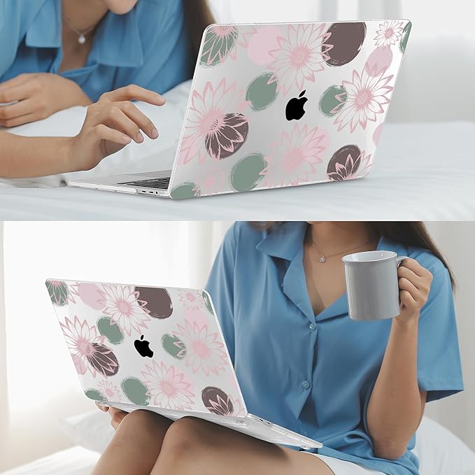 Mektron Case for MacBook Pro 16 Inch A2141 Cover 2019 Release 16" with Liquid Retina Display/Touch ID, Plastic Hard Shell with Keyboard Skin & Screen Protector & Dust Plug, Chamomile