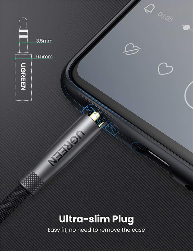 UGREEN 3.5mm Audio Cable Nylon Braided Aux Cord Male to Male Stereo Hi-Fi Sound for Headphones Car Home Stereos Speakers Tablets Compatible with iPhone iPad iPod Echo More 16FT