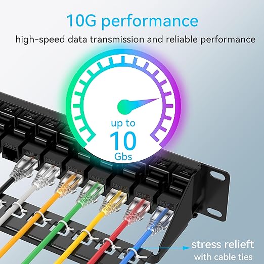 Patch Panel 24 Port Cat6 with Coupler Keystone, Cat6a Network Patch Panel 10G No Punch Down, Time-Saver Ethernet 1U Rj45 Panel with Sturdy Back Bar, 19 Inch Coupler Network Panel