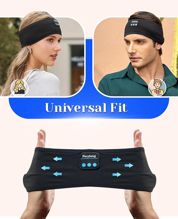 Perytong Sleep Headphones Wireless, Bluetooth Sports Headband Headphones with Ultra-Thin HD Stereo Speakers, Unisex, Perfect for Sleeping,Workout,Jogging,Yoga,Insomnia, Air Travel, Meditation