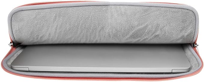 RAINYEAR 15 Inch Laptop Sleeve PU Suede Leather Case Padded Cover Water Resistant Carrying Computer Bag Compatible with 15.4 MacBook Pro/Air, Surface Laptop 3/4 15", New XPS 15 Touch(Coral)