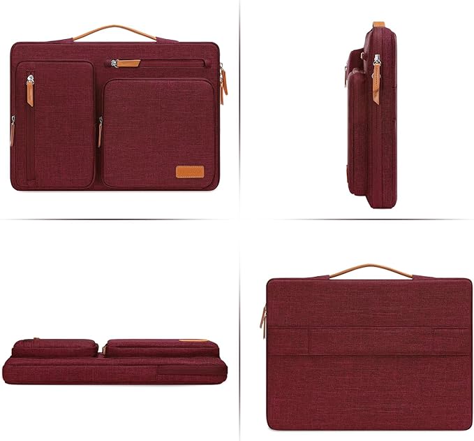 MOSISO 360 Protective Laptop Case 16 inch, 15-15.6 inch Laptop Sleeve Compatible with MacBook Pro 16, HP, Acer, Dell, Lenovo, ASUS, Side Open Carrying Case with 4 Zipper Pockets&Handle, Wine Red