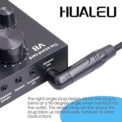 HUAELU 2Pack 3.3FT Right Angle 6.35mm TRS Stereo Male to Female Audio Cable,Right Angle 1/4 TRS Male to Female Stereo Headphone Guitar Extension Cable Cord for Amplifiers,Headphone