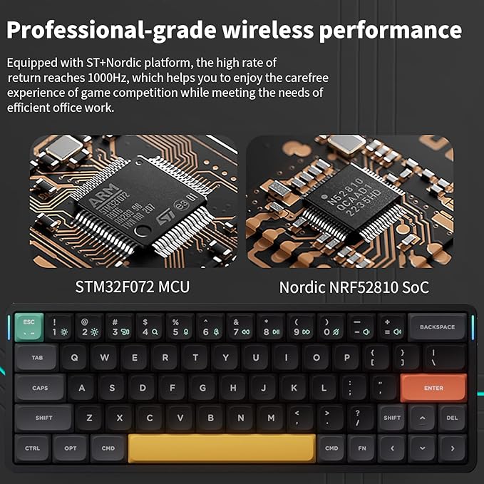 nuphy Air60 V2 Portable Wireless Keyboard 60% Low Profile Mechanical Keyboard Support QMK/VIA Compatible with Windows/mac OS/Linux Supports Bluetooth 5.1/2.4GHz/Wired (USB-C) Gateron Brown Switch