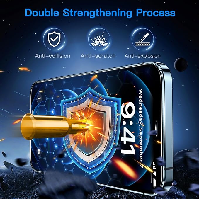 Uyiton Anti-Blue Light for iPhone 12 Pro Max Screen Protector - Unbreak-Glass Full Coverage Case Friendly Scratch Resistance 9H Tempered Glass Screen Protector for iPhone 12 Pro Max, 2 Pack