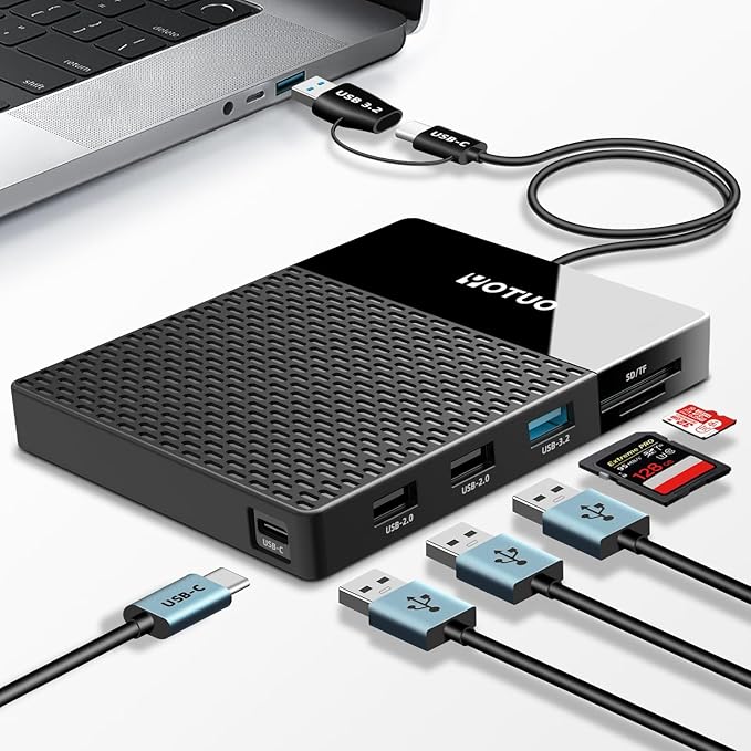 Portable 500GB Docking Station External Hard Drive, Multiport USB-C Hub + HDD 7-in-1, USB 3.0, SD/TF Card, Multi-Functional HDD for Windows, Mac, Android, TV, Phone, Laptop, Desktop, PC
