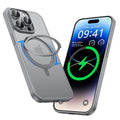 MAGIC JOHN 360° Rotatable Magnetic Invisible Stand for iPhone 15 Pro Case [Camera Control Button] [Compatible with MagSafe] 16FT Shockproof for iPhone 15 Pro Case with Kickstand, Gray