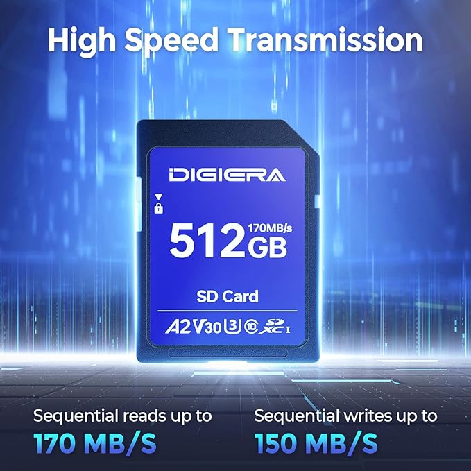 512GB LS100 SDXC UHS-I Memory Card - up to 170MB/s, C10, U3, V30, 4K UHD, SD Card for Computers, Digital Cameras, Home Theatre Devices, Car Navigation Systems (1 Pack)