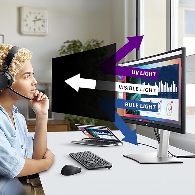 22 Inch Privacy Screen Filter for Widescreen 16:10 Monitor | Privacy Shield | Anti-Glare | Anti-Blue light Protector | Eye Protection | Computer Security Private Filter