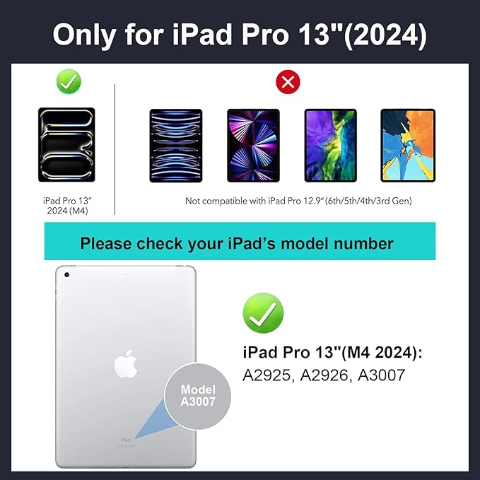 iPad Pro 13 inch Case with Keyboard (M4 2024), Flex Magnetic Detachable Backlit Keyboard for iPad Pro 13, Larger Multi-Trackpad, Landscape/Portrait, 160° Adjustable Stand, Slim Protective Case (Black)