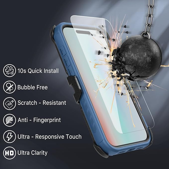 M MYBAT PRO for iPhone Air Case with Belt Clip Holster, [Compatible with Magsafe] w/Screen Protector, Anti-Drop, Shockproof, w 360°Rotating Kickstand, Heavy Duty Protection (Blue)