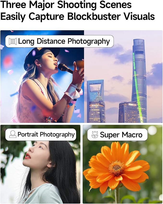 Phone Camera 28X HD Telephoto Lens, Night Filming Artifact, Long Distance/Portraits/Macro Photography, for Most iPhone 16 15 14 13 12 11 Samsung Smartphone