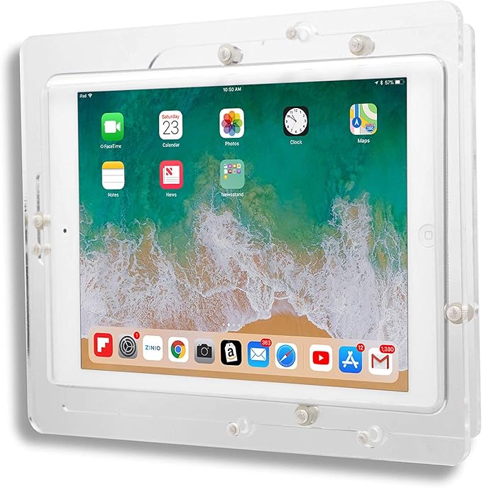 TABcare Anti-Theft Acrylic VESA Enclosure for Apple iPad Pro 10.5" with Free Wall Mount Kit & 90-Degree Angle Charge Cable (iPad Pro 10.5", Clear)