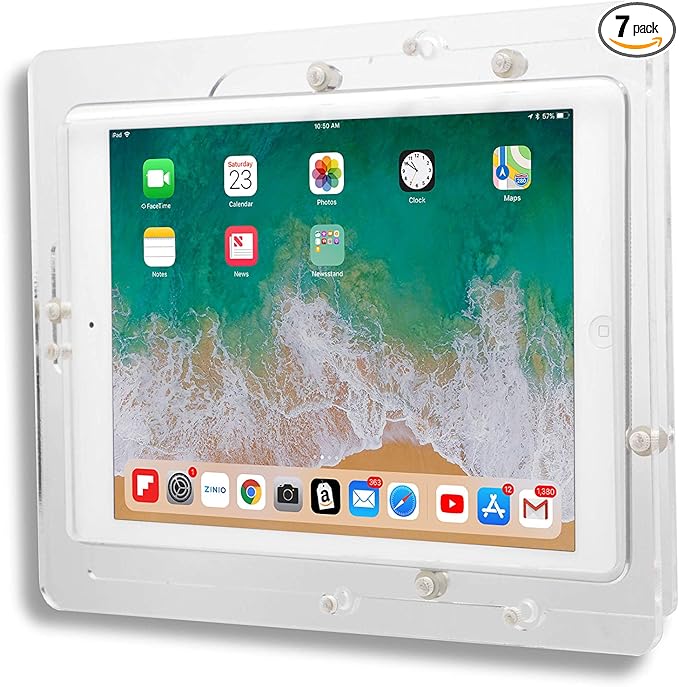 TABcare Anti-Theft Acrylic VESA Enclosure for Apple iPad Mini 4/5 8" with Free Wall Mount Kit & 90-Degree Angle Charge Cable (iPad Mini 4/5 8", Clear)