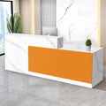 Reception Desk with Counter Modern Checkout Counter with Lockable Drawer Keyboard Tray Receptionist Desk for Office Salon Reception Table U Right 79inch/200cm