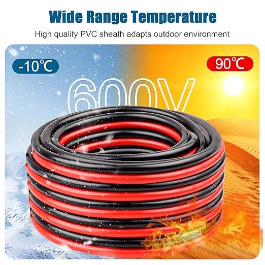 6 Gauge Wire 2 Conductors Copper Wire, 6 AWG Battery Cable Oxygen Free Copper Wire for Solar Panel, Automotive, Trailer, RV and Speaker (6 Gauge 10FT)