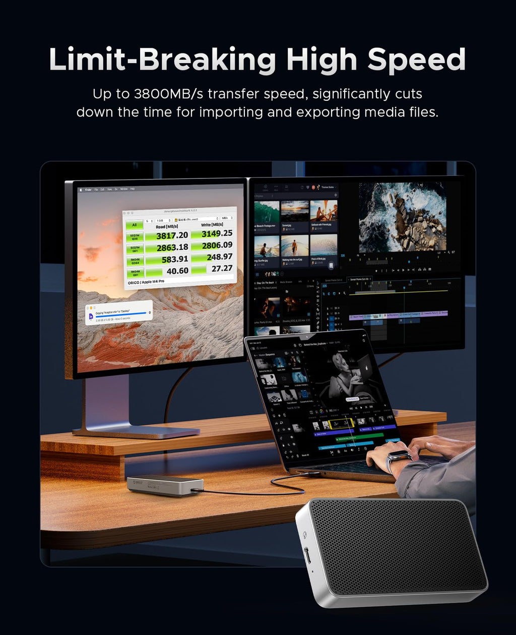 ORICO X40 2TB USB4 Portable NVMe SSD (40Gbps), up to 3800MB/s