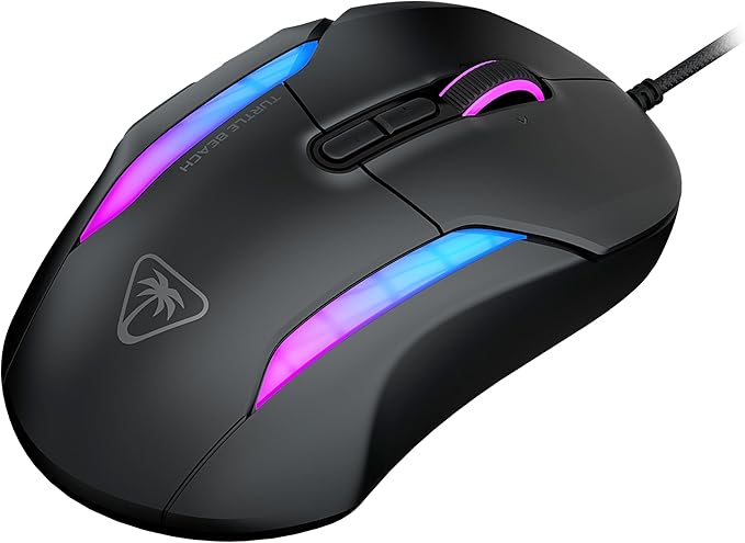 Turtle Beach Kone II – Wired Ergonomic RGB Gaming Mouse, 26K DPI Optical Sensor, 100M Click Life Optical Switches, 23 Customizable Inputs, 4D Scroll Wheel, Pure PTFE Glides - Ash Black