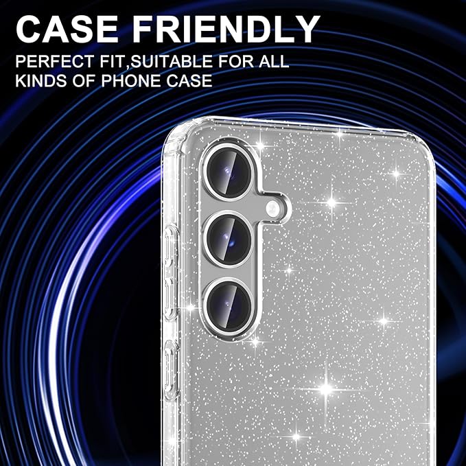 for Samsung Galaxy S25 Plus Camera Lens Protector, Individual Metal Ring Tempered Glass Lens Cover, [Strong Adsorption] Scratch Resistant Ultra-Thin HD Clear Lens Cover, 1 Set-Silvery