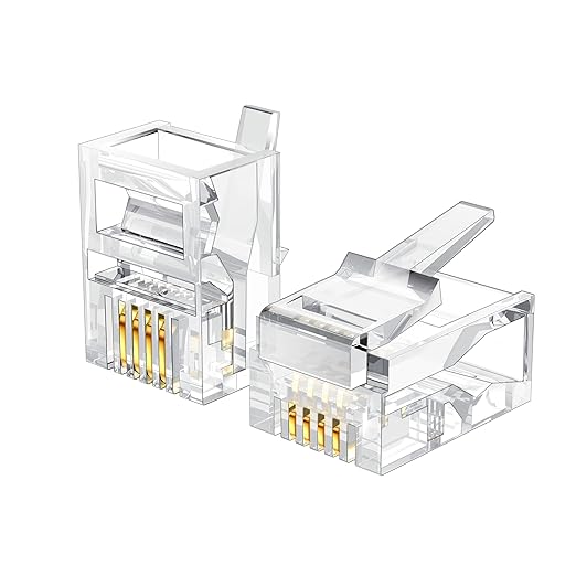 LanSenSu 25 Pack RJ11 Plug 6P4C Phone Modular Telephone Cord Connector Adapter Crimp
